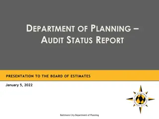 Baltimore City Department of Planning Audit Status Update