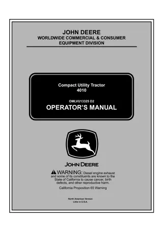 John Deere 4010 Compact Utility Tractor Operator’s Manual Instant Download (PIN110001-) (Publication No.13325)