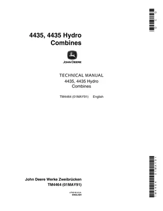 John Deere 4435, 4435 Hydro Combines Service Repair Manual Instant Download