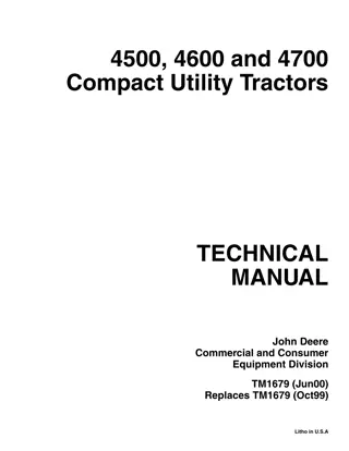 John Deere 4700 Compact Utility Tractor Service Repair Manual Instant Download