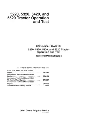 John Deere 5220 5320 5420 5520 Tractor Operator Manual Instant Download