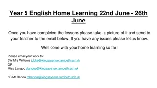 Year 5 English Home Learning - 22nd June to 26th June