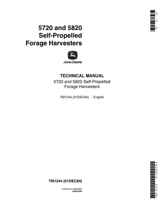 John Deere 5720 Self-Propelled Forage Harvesters Service Repair Manual Instant Download (tm1244)