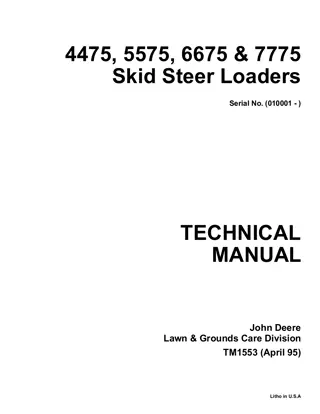 JOHN DEERE 6675 SKID STEER LOADER Service Repair Manual Instant Download (tm1553)