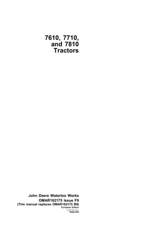 John Deere 7610 Tractors Operator Manual Instant Download (Publication No. 162175)