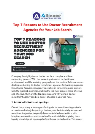 Top 7 Reasons to Use Doctor Recruitment Agencies for Your Job Search