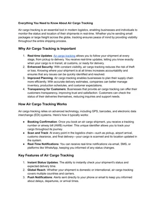 Everything You Need to Know About Air Cargo Tracking