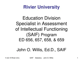 SAIF Program at Rivier University: Assessment of Intellectual Functioning