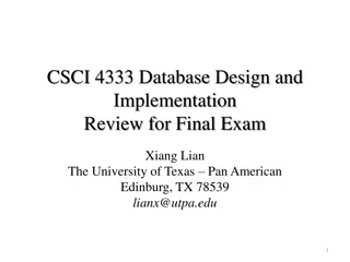 Database Design and Implementation Review for Final Exam