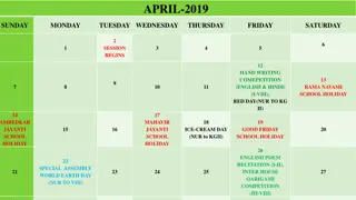 Academic Calendar Events from April 2019 to August 2019