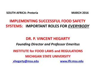 Implementing Successful Food Safety Systems in South Africa: Roles and Responsibilities