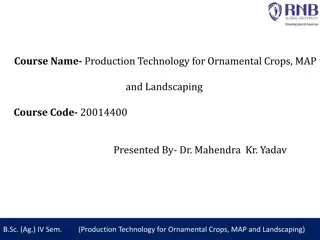 Production Technology for Ornamental Crops, MAP, and Landscaping Overview