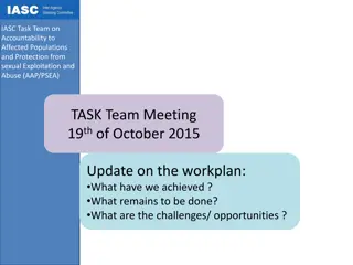 Accountability and Protection Task Team Progress Update