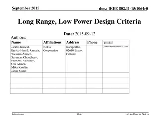 IEEE 802.11-15/1064r0 Long Range, Low Power Design Criteria Study