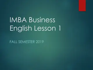 IMBA Business English Lesson 1 Fall Semester 2019 with Mary Sherk and Murray Sherk