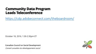 Community Data Program Leads Teleconference Summary