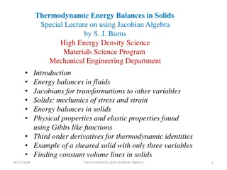 Thermodynamic Energy Balances in Solids with Jacobian Algebra