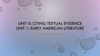 Early American Literature: Citing Evidence and Analyzing Texts