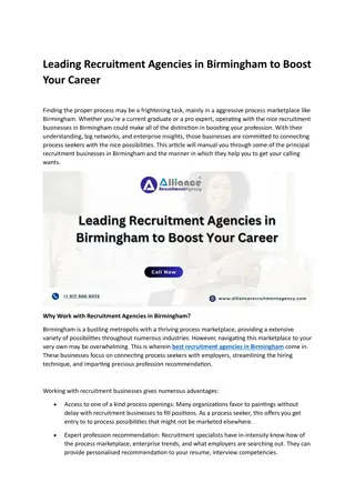 Leading Recruitment Agencies in Birmingham to Boost Your Career