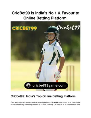 CricBet99 Is India's No.1 & Favourite Online Betting Platform.