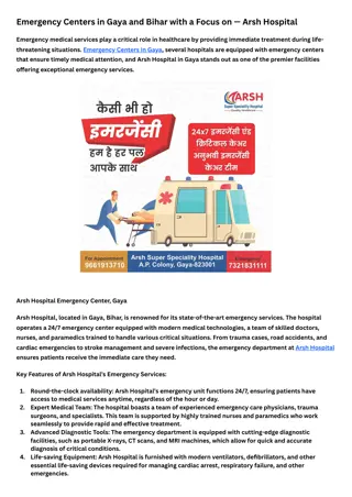 Emergency Centers in Gaya and Bihar with a Focus on — Arsh Hospital