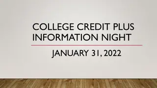 College Credit Plus Information Night January 31, 2022