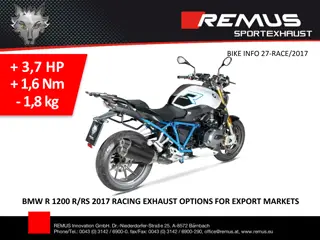 BMW R 1200 R/RS 2017 Racing Exhaust Options for Export Markets