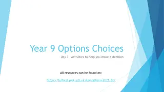 Year 9 Options Choices Day 3 Activities for Decision Making