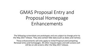 GMAS Proposal Entry and Homepage Enhancements Overview