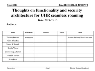 UHR Seamless Roaming: Functionality and Security Architecture Proposal