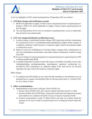 Highlights of 54th GST Council meeting held on 9 September 2024