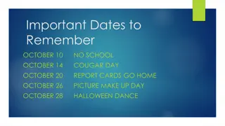 Important Dates and Class Objectives for October