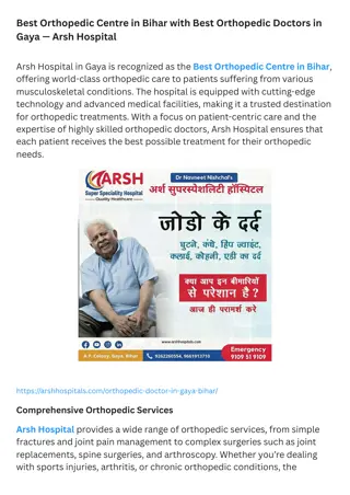 Best Orthopedic Centre in Bihar with Best Orthopedic Doctors in Gaya — Arsh Hospital