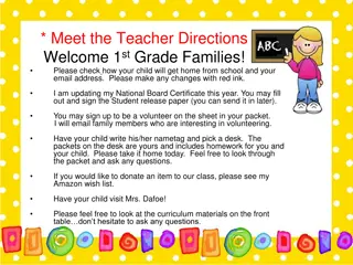 First Grade Meet the Teacher Information and Requirements