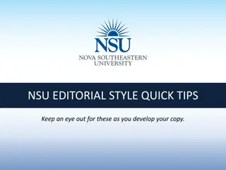 NSU Editorial Style Quick Tips and Guidelines