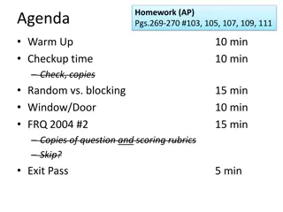 AP Statistics Homework Agenda and Experimental Design Example