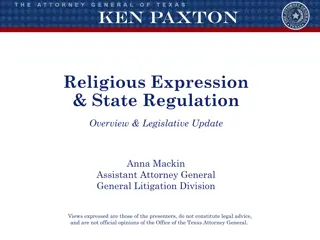 Religious Expression & State Regulation Overview: Legislative Update