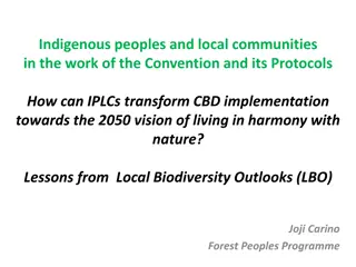 IPLCs' Contributions to Sustainable Development Goals and CBD Implementation