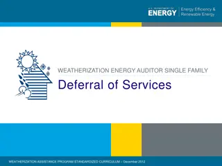 Weatherization Energy Auditor: Deferral of Services in Single-Family Program