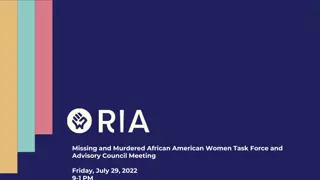 Task Force Meeting: Missing and Murdered African American Women