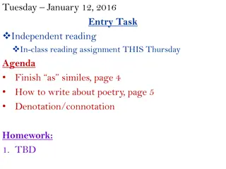 Language Arts Class Agenda for January 12, 2016