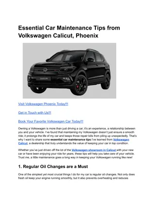 Essential Car Maintenance Tips from Volkswagen Calicut, Phoenix