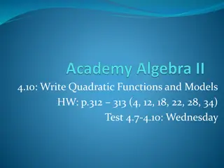 Quadratic Functions and Models: Characteristics and Equations