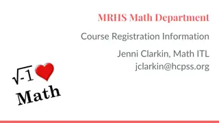 Math Department Course Registration Information at MRHS