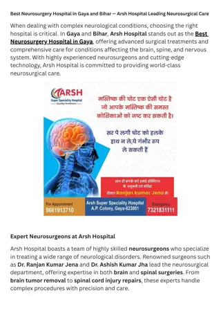 Best Neurosurgery Hospital in Gaya and Bihar — Arsh Hospital Leading Neurosurgical Care