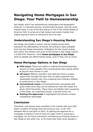 Navigating Home Mortgages in San Diego: Your Path to Homeownership