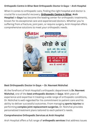 Orthopedic Centre in Bihar Best Orthopaedic Doctor in Gaya — Arsh Hospital