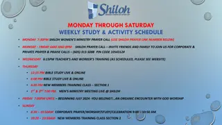 Shiloh Church Weekly Activities & Spiritual Growth Schedule