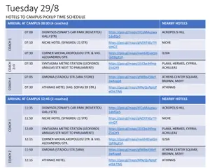 Shuttle Schedule for Hotels to Campus and City on 29th and 30th August