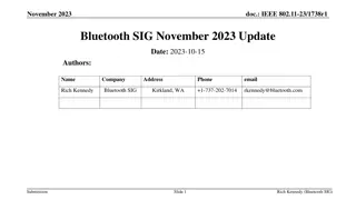 Update on Bluetooth SIG Actions for Spectrum Sharing